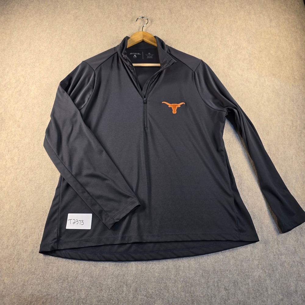 Antigua Texas Longhorns Womens XL Quarter Zip Pullover Charcoal Gray NCAA T2373